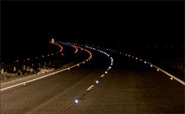 reflective cat eye road stud reflectors on road